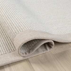 Cream Beige Sisal Rug with Handmade Border, Custom Natural Woven Area Rug, Handmade, Pet Friendly, Durable & Easy to Clean Flooring