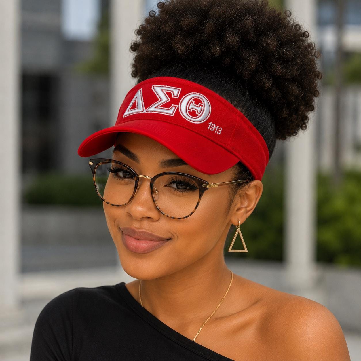 Delta Sigma Theta 1913 Sorority Hat Embellished DST Divas Rhinestone Visor Black Dear Delta - Shop/Product main image 3