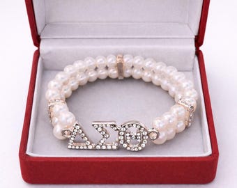 Delta Sigma Theta Greek letter Pearl bracelet