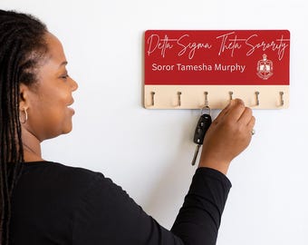 Personalized Delta Sigma Theta Key Holder | Custom Greek Sorority Wall Rack