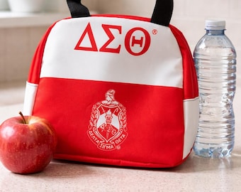 Delta Sigma Theta Insulated Lunch Bag – Red & White Greek Tote