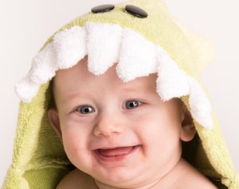 Green Dinosaur Hooded Towel