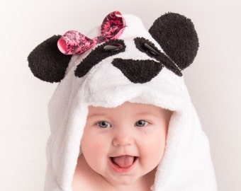 PERSONALIZED Girl Panda Hooded Towel