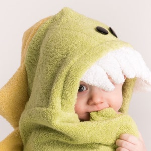 PERSONALIZED Green Dinosaur Hooded Towel