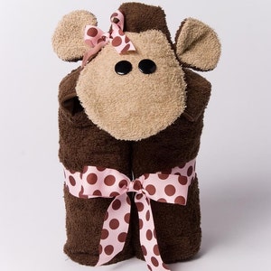 PERSONALIZED Girl Monkey Hooded Towel image 3