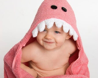 PERSONALIZED Pink Dinosaur Hooded Towel
