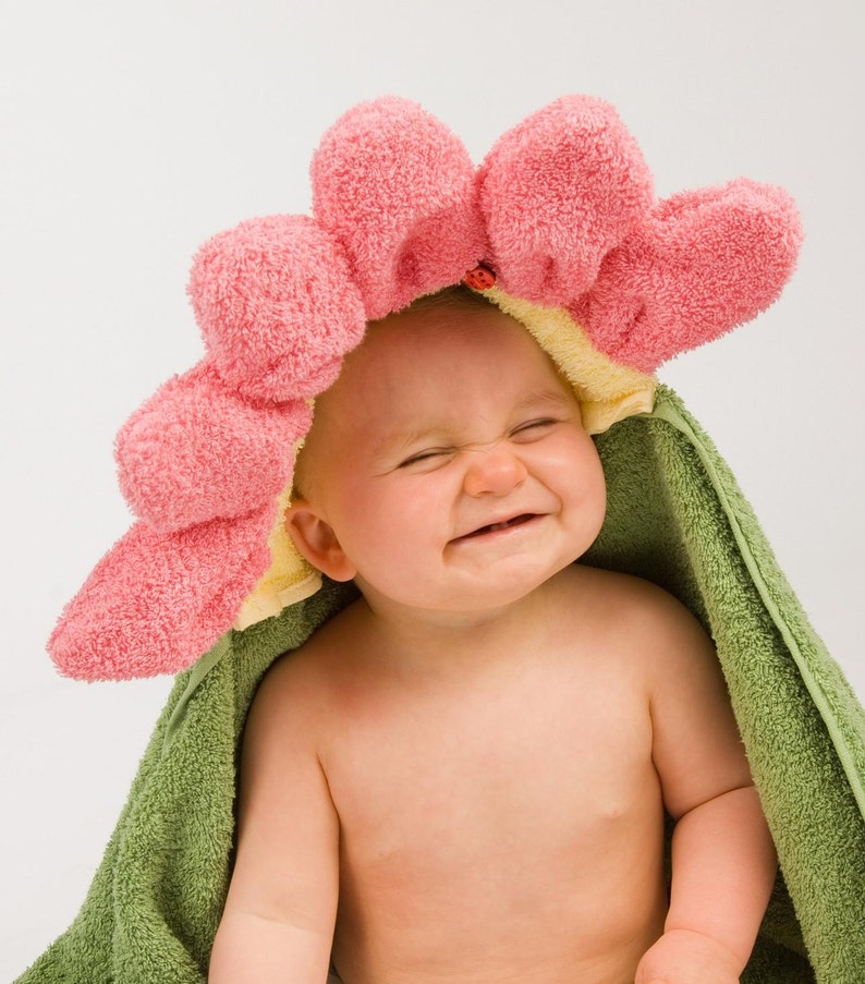 Pink Flower Hooded Towel image 1