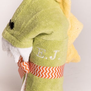 PERSONALIZED Green Dinosaur Hooded Towel image 3