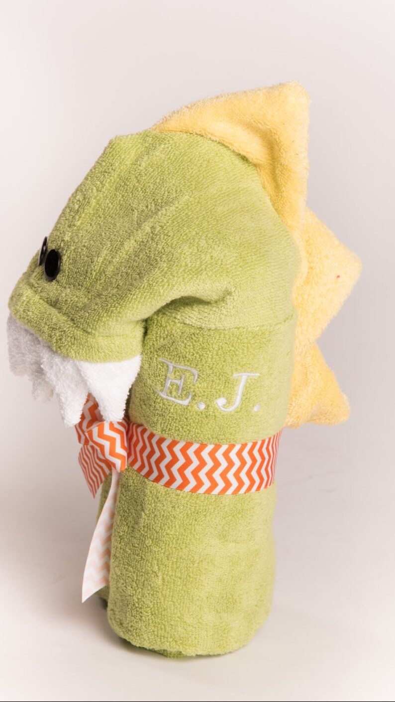 PERSONALIZED Green Dinosaur Hooded Towel image 3