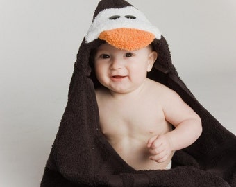 PERSONALIZED Penguin Hooded Towel