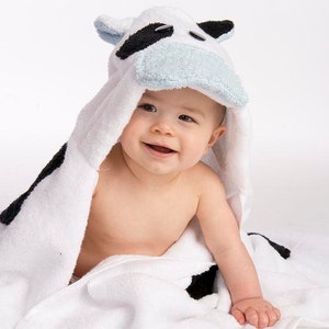 PERSONALIZED Boy Cow Hooded Towel image 1