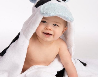 PERSONALIZED Boy Cow Hooded Towel