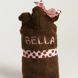 PERSONALIZED Girl Monkey Hooded Towel image 4