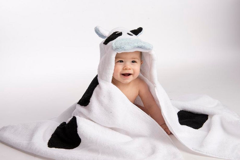 PERSONALIZED Boy Cow Hooded Towel image 2