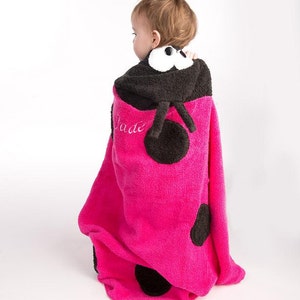 PERSONALIZED Pink Ladybug Hooded Towel image 2