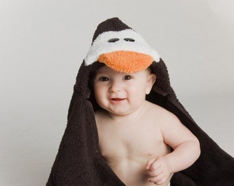 PERSONALIZED Penguin Hooded Towel