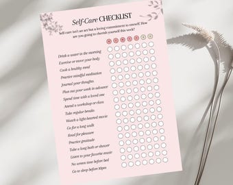 Daily Self Care Checklist, Printable Habit Tracker (Downloadable)