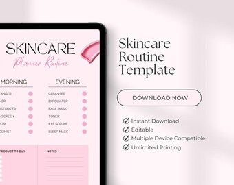 Daily Skincare Routine Planner | Printable & Digital (Download)
