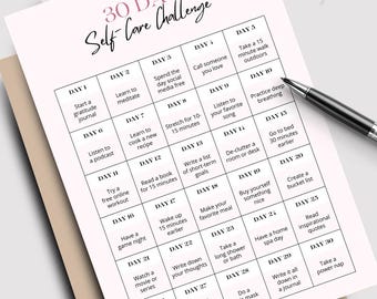 30 Day Self-Care Challenge: Daily Wellness Tracker (Printable Template)