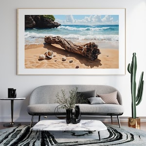Driftwood & Shells – Coastal Beach Digital Wall Art Download | Ocean Scene Printable Decor for Beach Lovers