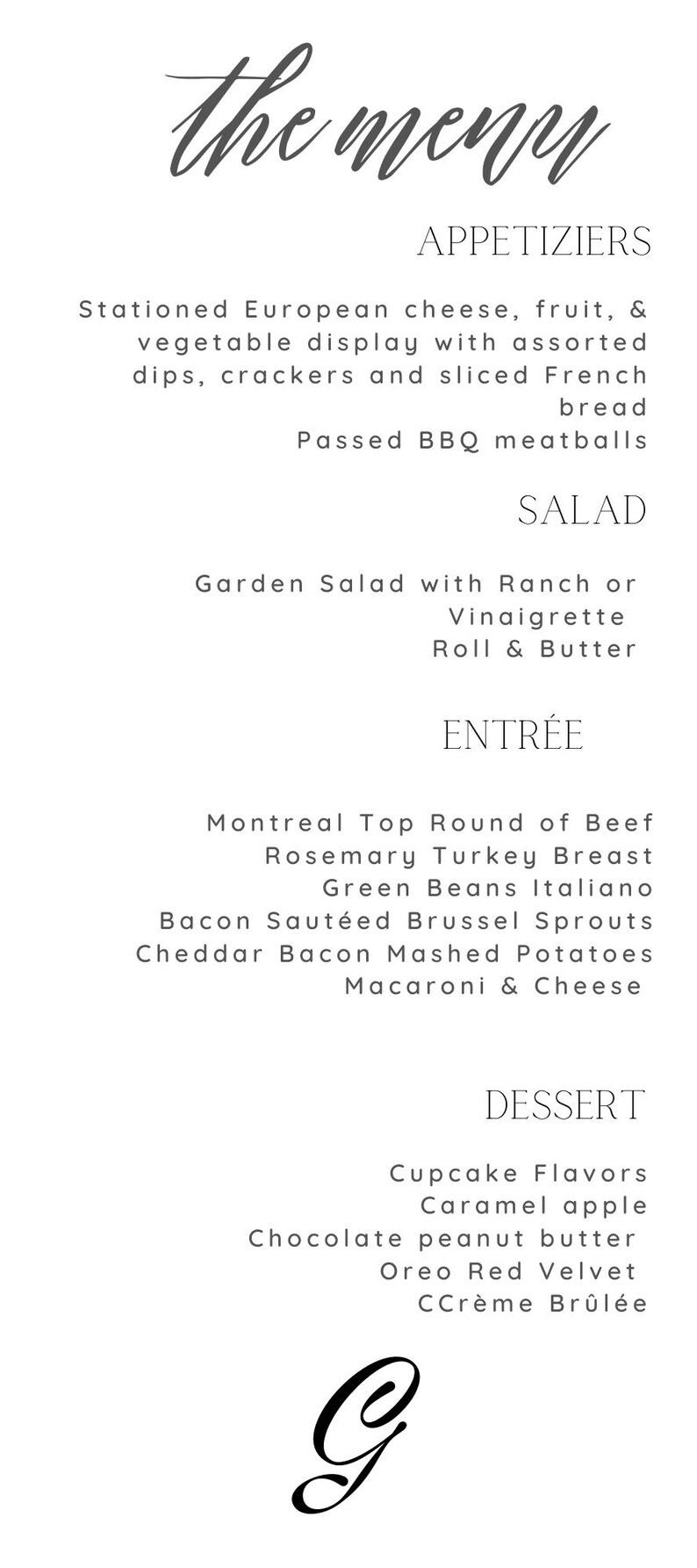 Classic Dinner Menu *digital Download* - Etsy