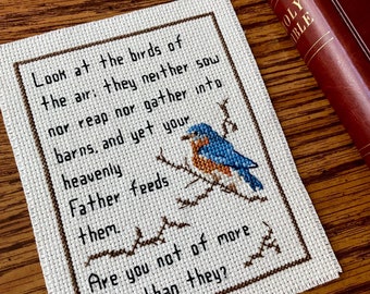 Bible Verse Cross Stitch Pattern Bible Verse Birds Cross Stitch Christian Cross Stitch Matt 6:26 Cross Stitch Bird Cross Stitch Pattern PDF
