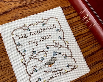 Simple Bible Verse Cross Stitch Bird Pattern Bible Verse Flowers Cross Stitch Christian Cross Stitch Psalms Cross Stitch PDF Pattern