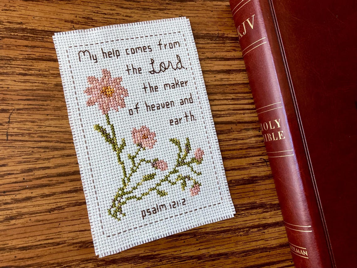 Bible Verse Cross Stitch Pattern Floral Cross Stitch Bible Verse Cross ...