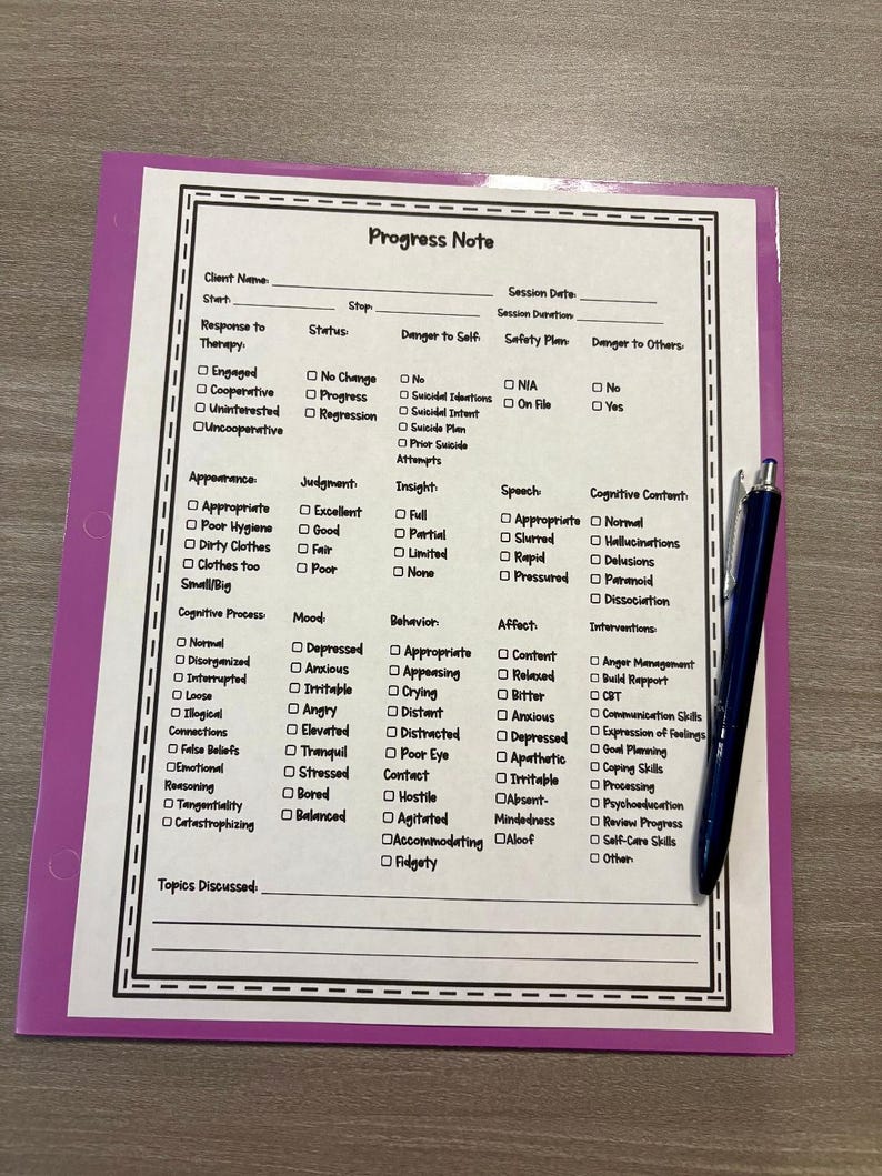 School Social Work, School Counseling, Therapy Progress Note 2 Versions ...