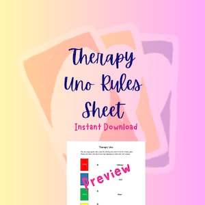 Feuille de règles de Therapy Uno : jeu de conseil scolaire (téléchargement numérique)