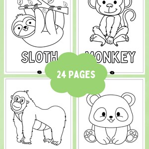 Zoo Animal Colouring Pages, 24 Pages, PDF Instant Download, Printable Colouring Book, Children&#39;s Activity Book, Boys and Girls
