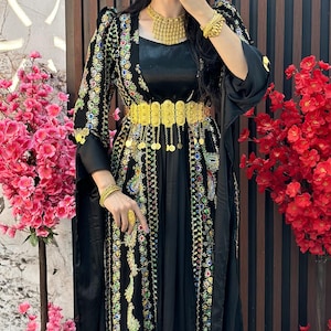 Elegant Dubai Kaftan Abaya, Traditional Kurdish Arab Dress, Moroccan Wedding Dress, Arabic Wear Farasha, Arabian Kaftan for Celebration