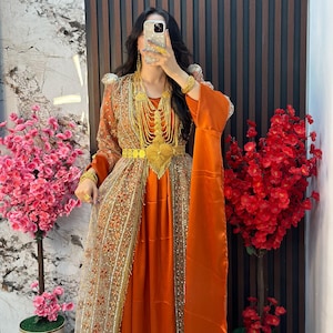 Elegant Dubai Kaftan Abaya, Traditional Kurdish Arab Dress, Moroccan Wedding Dress, Arabic Wear Farasha, Arabian Kaftan for Celebration
