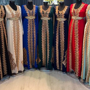 Elegant Dubai Colorful Kaftan Abaya, Traditional Arab Dress, Moroccan Wedding Dress, Arabic Kaftan Farasha, Arabian Kaftan for Celebration
