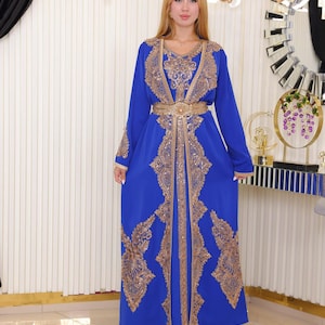 Elegant Dubai Colorful Kaftan Abaya, Traditional Arab Dress, Moroccan Wedding Dress, Arabic Kaftan Farasha, Arabian Kaftan for Celebration