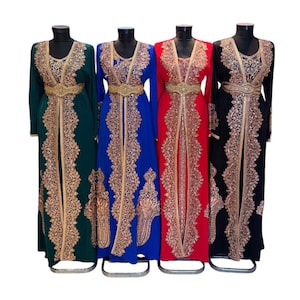 Elegant Dubai Colorful Kaftan Abaya, Traditional Arab Dress, Moroccan Wedding Dress, Arabic Kaftan Farasha, Arabian Kaftan for Celebration
