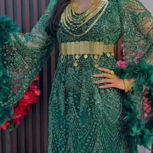 Elegant Dubai Kaftan Abaya, Traditional Kurdish Arab Dress, Moroccan Wedding Dress, Arabic Wear Farasha, Arabian Kaftan for Celebration