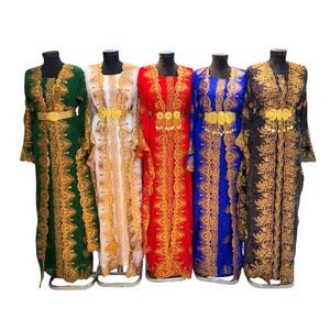 Elegant Dubai Colorful Kaftan Abaya, Traditional Arab Dress, Moroccan Wedding Dress, Arabic Kaftan Farasha, Arabian Kaftan for Celebration