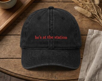 He's At The Station Embroidered Hat, Firefighter Wife Wash Dad Cap, Wee Woo Wife Cap, Fire Wife Gift for Firefighter Spouse