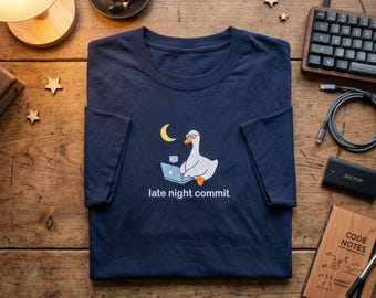 Embroidered Late Night Commit Tshirt, Funny Coding Gift, Computer Programmer Tee, Software Engineer Shirt, Dev Humor, Funny Coder Shirt