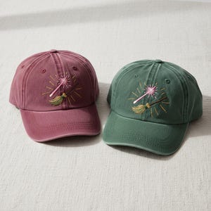 Broom Wand Embroidered Dad Cap, Wicked Musical Elphaba Glinda Prop Art, Broadway Theatre Fan Hat, Minimalist Baseball Cap Gift