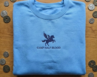 Camp Half-Blood Pegasus Embroidered Sweatshirt, Percy Jackson Shirt, Mythical Greek Camp Crewneck