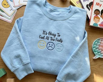 Emotional Regulation Sweatshirt, It's Okay To Feel All The Feels Hoodie, Therapy Tool Embroidery, Counseling Apparel, Teacher Mood Shirt