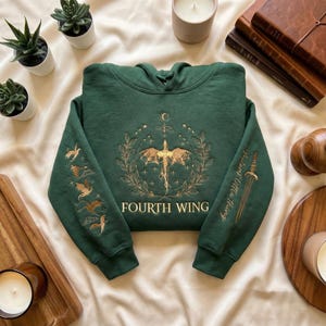 Fourth Wing Embroidered Sweatshirt, Basgiath War College Hoodie, Dragon Rider Crewneck, Fantasy Reader Gift