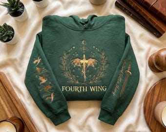 Fourth Wing Embroidered Sweatshirt, Basgiath War College Hoodie, Dragon Rider Crewneck, Fantasy Reader Gift