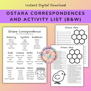 Ostara Correspondences and Activity List - Black and White