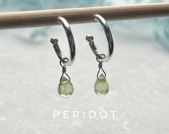 Peridot Drop Interchangeable Hoop Stud Earrings