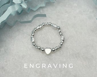 Anillo de plata de ley con dije de corazón personalizado