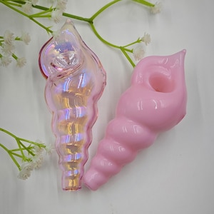 4.5インチの巻き貝ガラスパイプ、女の子向け、ユニークな手作り、紫色の透明ヘディスプーンパイプ、手吹きガラスボウルパイプ、女の子へのギフト