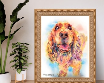 Retrato de mascota en acuarela personalizado, retrato de perro o gato dibujado a mano y personalizado, pintura de mascota original en acuarela, regalo para él/ella.